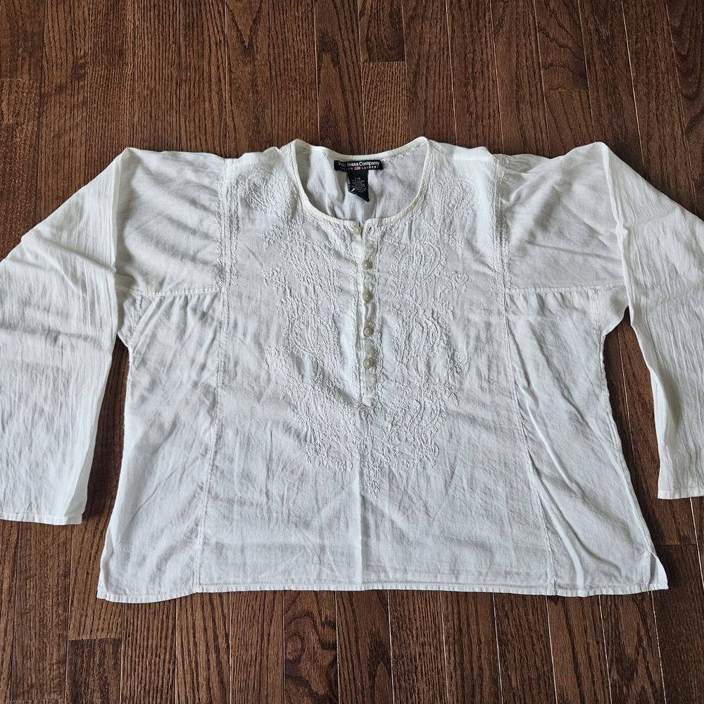 Polo Jeans Company Ralph Lauren White Embroidered Top